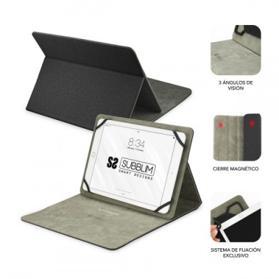 SUBBLIM Funda Tablet Clever Stand Tablet Case 101 Black