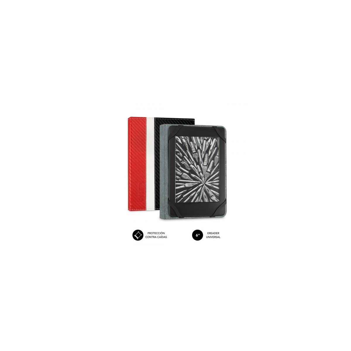 SUBBLIM Funda Libro Electronico Clever Ebook Case 6 Red