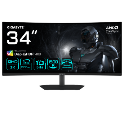 GIGABYTE G34WQC2 Monitor Gaming Curvo 34 WQHD 3440 x 1440 1500R 200Hz 1ms 450 cd m AMD FreeSync Premium DisplayHDR 400 HDMI 20 