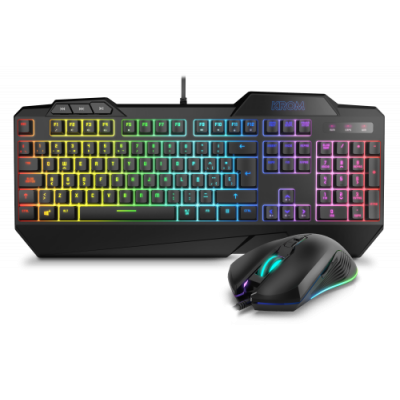 KROM PACK GAMING KRUSHER TECLADO SEMI MECANICO RATON RGB NEGRO