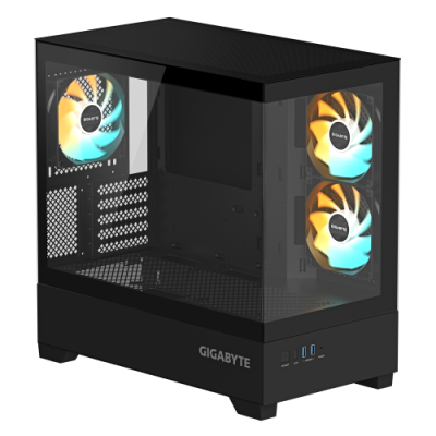 GIGABYTE C201 PANORAMIC Caja de PC Torre Media m ATX soporte para radiador de 360 mm 3 ventiladores preinstalados USB 30 compat