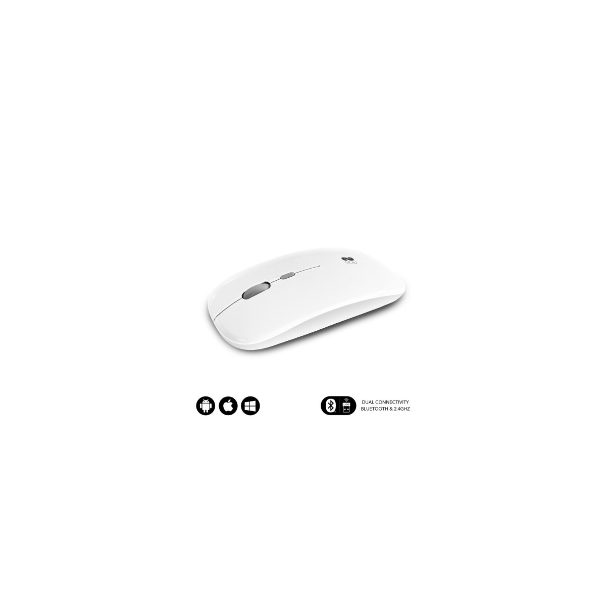 SUBBLIM Raton optico Inalambrico 24G y Bluetooth Dual Flat Mouse Recargable Blanco