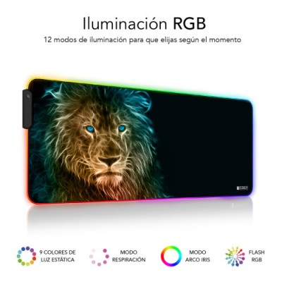 SUBBLIM Alfombrilla Tapete Raton con Luz LED RGB 9 colores Extra Grande Leon