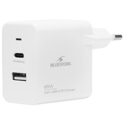 BLUESTORK CARGADOR ULTRACOMPACTO USB C 65W TECNOLOGIA GAN BLANCO