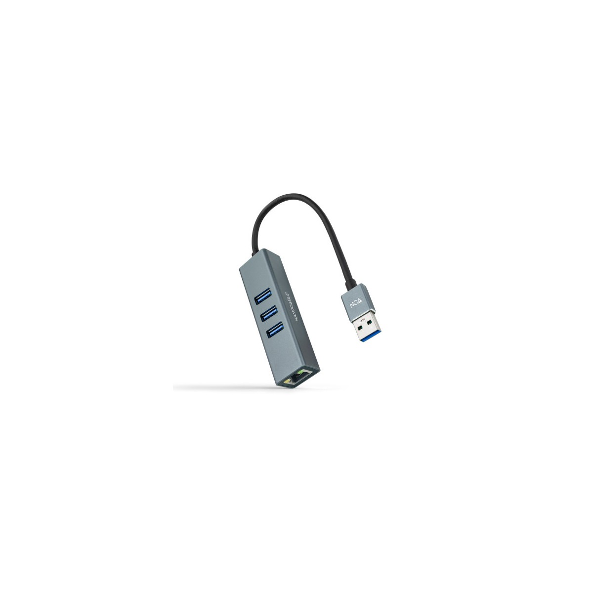 Nanocable Conversor USB 30 a Ethernet Gigabit 3XUSB 30 Aluminio Gris 15 cm