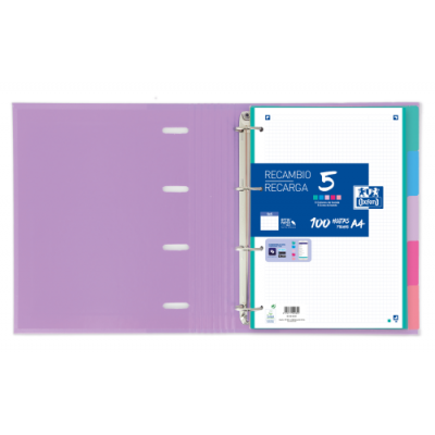 SEPARADORES CARTULINA STRONGLINE A4 5 POSICIONES 5 COLORES PASTEL OXFORD 400149956