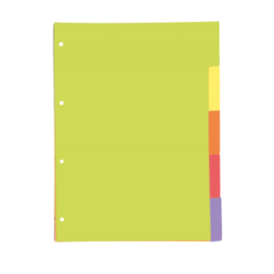 SEPARADORES CARTULINA STRONGLINE A4 5 POSICIONES 5 COLORES VIVOS OXFORD 400149955