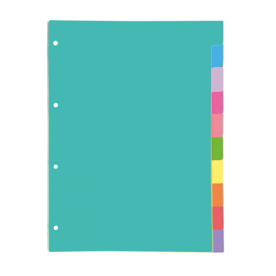 SEPARADORES CARTULINA STRONGLINE A4 10 POSICIONES 10 COLORES OXFORD 400149957