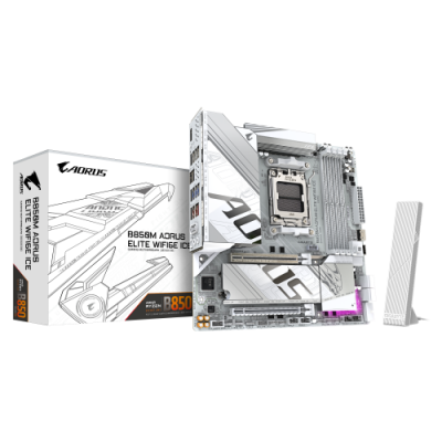 GIGABYTE B850M AORUS ELITE WIFI6E ICE Placa Base Procesadores AMD Ryzen Serie 9000 1221 fases VRM digitales hasta 8200MHz DDR5 