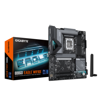 GIGABYTE B860 EAGLE WIFI6E Placa base CPUs Intel Core Ultra VRM de 12121 fases hasta 9066MHz DDR5 1xPCIe 50 2xPCIe 40 M2 LAN 25