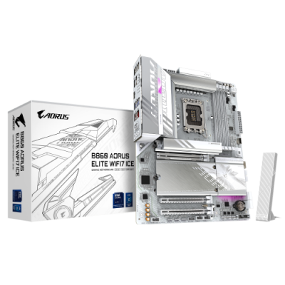 GIGABYTE B860 AORUS ELITE WIFI7 ICE Placa base CPUs Intel Core Ultra VRM de 14121 fases hasta 9200MHz DDR5 1xPCIe 50 2xPCIe 40 