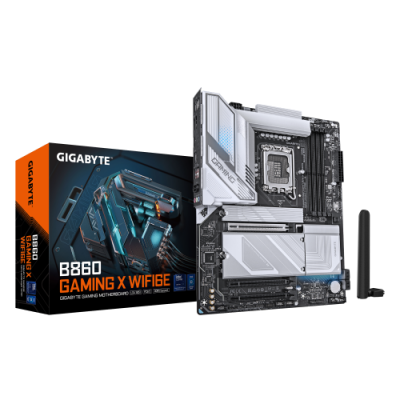 GIGABYTE B860 GAMING X WIFI6E Placa base CPUs Intel Core Ultra VRM de 12121 fases hasta 9066MHz DDR5 1xPCIe 50 2xPCIe 40 M2 LAN