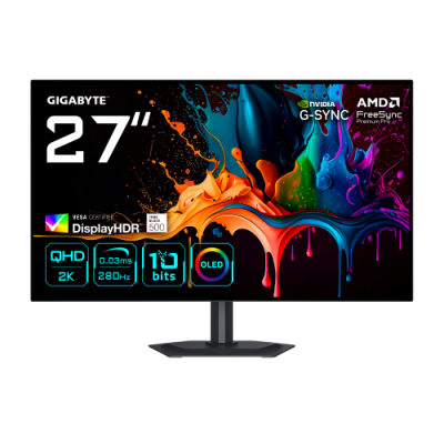 GIGABYTE MO27Q28G Monitor Gaming OLED 27 QHD 2560 x 1440 280Hz 003ms 335 cd m Display HDR True Black 500 HDMI 21 DisplayPort 14