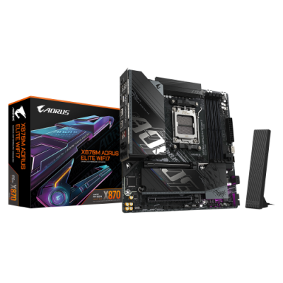 GIGABYTE X870M AORUS ELITE WIFI7 Placa Base Compatible con procesadores AMD Ryzen 9000 VRM digital de 1422 fases hasta 8200 MHz