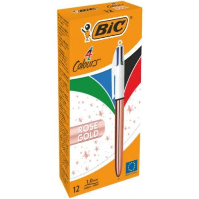 BOLiGRAFO 4 COLORES PINK GOLD BIC 504894