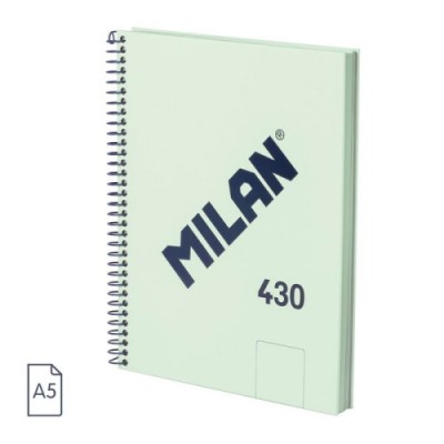 CUADERNO A5 CON ESPIRAL Y TAPA DURA 80 HOJAS BLANCAS DE 95 GR M COLECCIoN 430 SINCE 1918 VERDE MILAN 57151E80GR