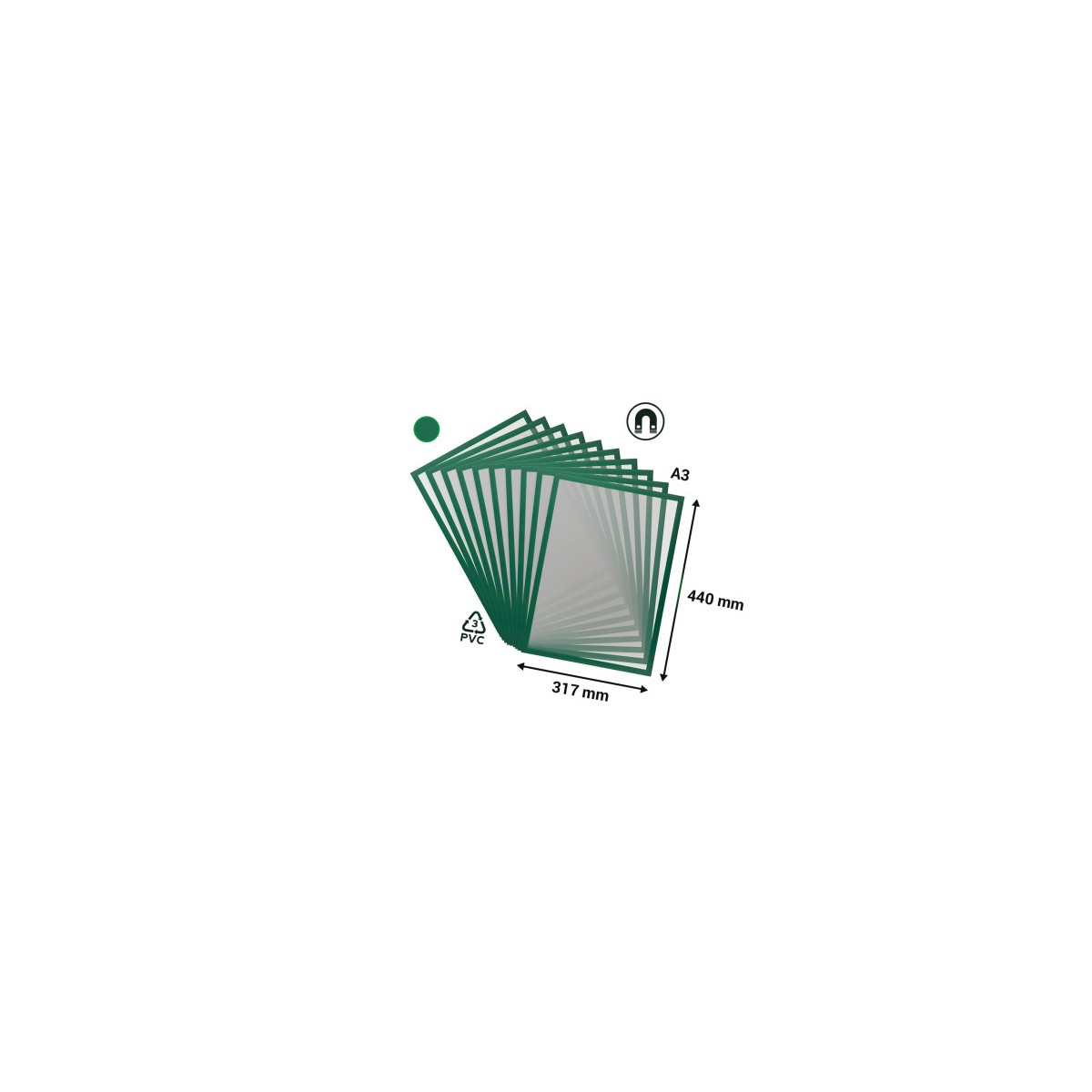 PACK DE 10 MARCOS MAGNETO PRO A3 COLOR VERDE TARIFOLD 195245