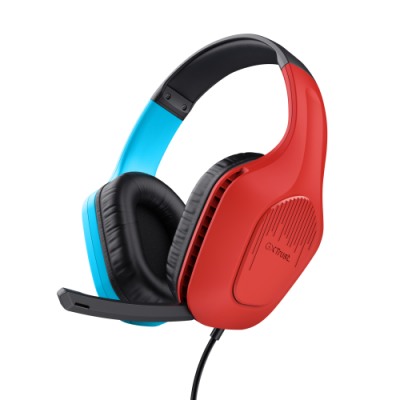 Trust GXT 416S Zirox Auriculares Alambrico Diadema Juego Negro Cian Rojo