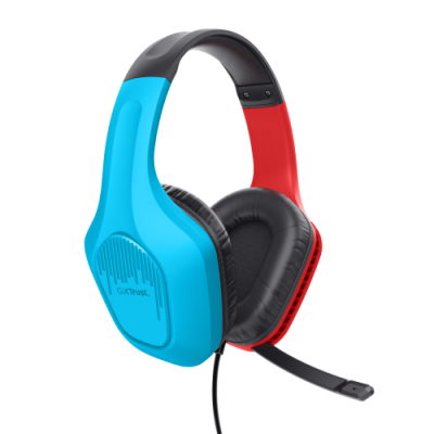 Trust GXT 416S Zirox Auriculares Alambrico Diadema Juego Negro Cian Rojo