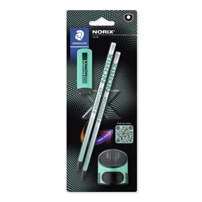 BLISTER CON 2 LaPICES DE GRAFITO NORIX HB AFILALaPICES Y GOMA TURQUESA STAEDTLER 181 SBK2 3