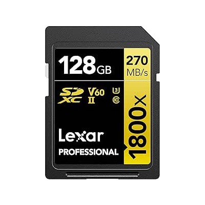 LEXAR 128GB PROFESSIONAL 1800X SDXC UHS II CARDS UP TO 280MB S READ 210MB S WRITE C10 V60 U3