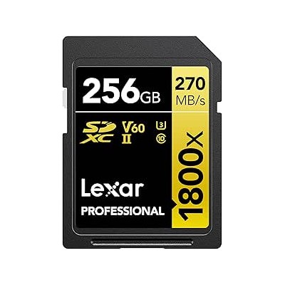 LEXAR 256GB PROFESSIONAL 1800X SDXC UHS II CARDS UP TO 280MB S READ 210MB S WRITE C10 V60 U3