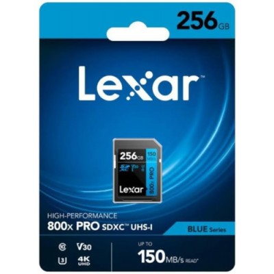 LEXAR 256GB PROFESSIONAL 800X PRO SDXC UHS I CARDS UP TO 150MB S READ 45MB S WRITE C10 V30 U3