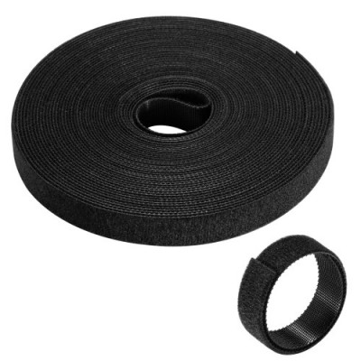 EWENT ROLLO DE BRIDA NYLON HOOP LOOP REUTILIZABLE TIPO VELCRO 15MM X 10M 97 15MM NEGRO