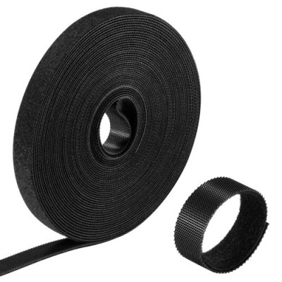 EWENT ROLLO DE BRIDA NYLON HOOP LOOP REUTILIZABLE TIPO VELCRO 15MM X 10M 97 15MM NEGRO
