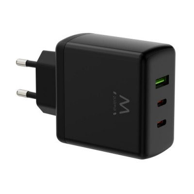 ABM EWENT CARGADOR GAN FAST DE 65W 3 PUERTOS 2 USB C PD Y 1USB A QC DISENO COMPACTO
