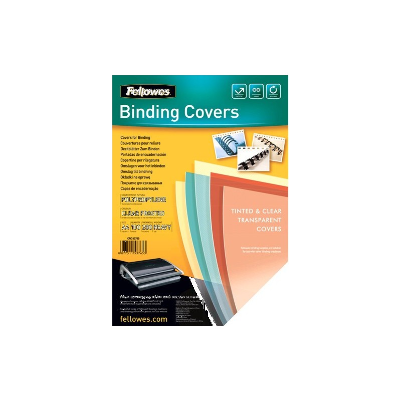 PACK 100 PORTADAS POLIPROPILENO 280 MICRAS TRANSLuCIDO FELLOWES 5376503