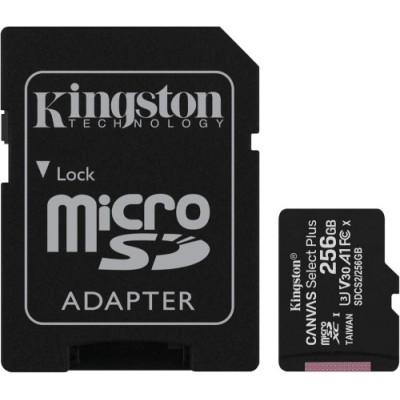 KINGSTON 256GB MICSDXC CANVAS SELECT PLUS 100R A1 C10 CARDADP