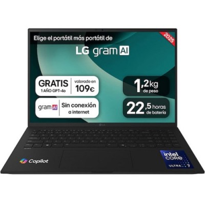 PORTATIL LG GRAM 16 16ZD90T INTEL CORE ULTRA 7 406 CM 2560 X 1600 PIXELES 16 GB 1 TB FREEDOS