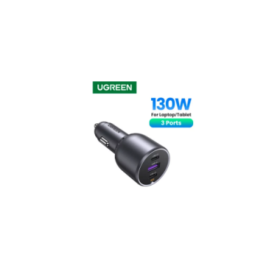 Ugreen 130W 3 Port Fast Car Char gray Auriculares Ordenador portatil Telefono movil Portatil Bateria portatil Telefono Gris Enc