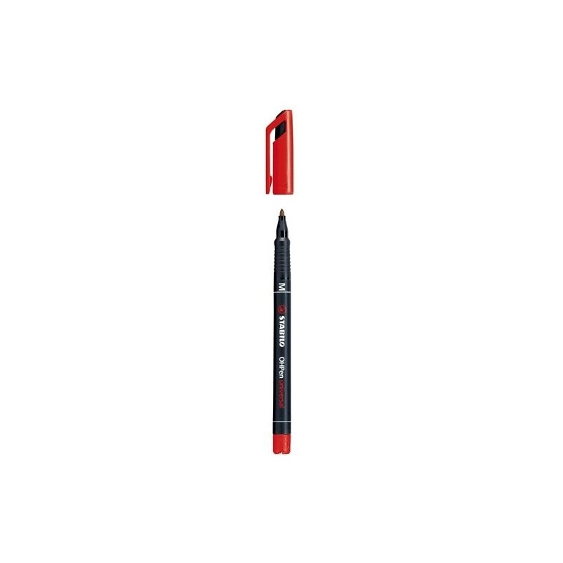 MARCADOR PERMANENTE PUNTA MEDIA OHPEN UNIVERSAL 1MM ROJO STABILO 843 40