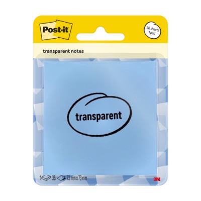 BLISTER 36 HOJAS NOTAS TRANSPARENTES 600 1TRSPB 73X73 MM AZUL PASTEL POST IT 7100394509