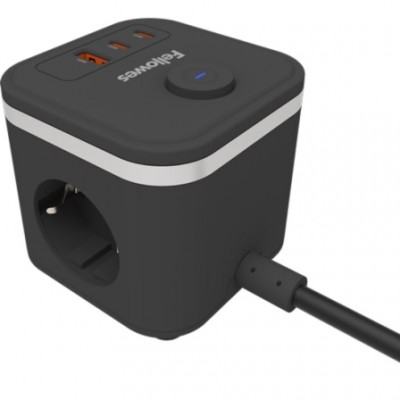 CUBO MULTIENCHUFE 3 TOMAS 2XUSB C 1 USB A NEGRO FELLOWES 100137167