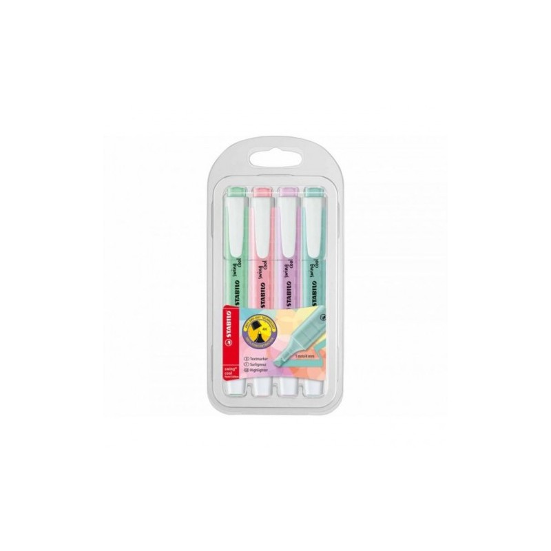 ESTUCHE PLASTICO SWING COOL PASTEL 4 UNIDADES SURTIDAS TRAZO 1 4MM STABILO 275 4 08