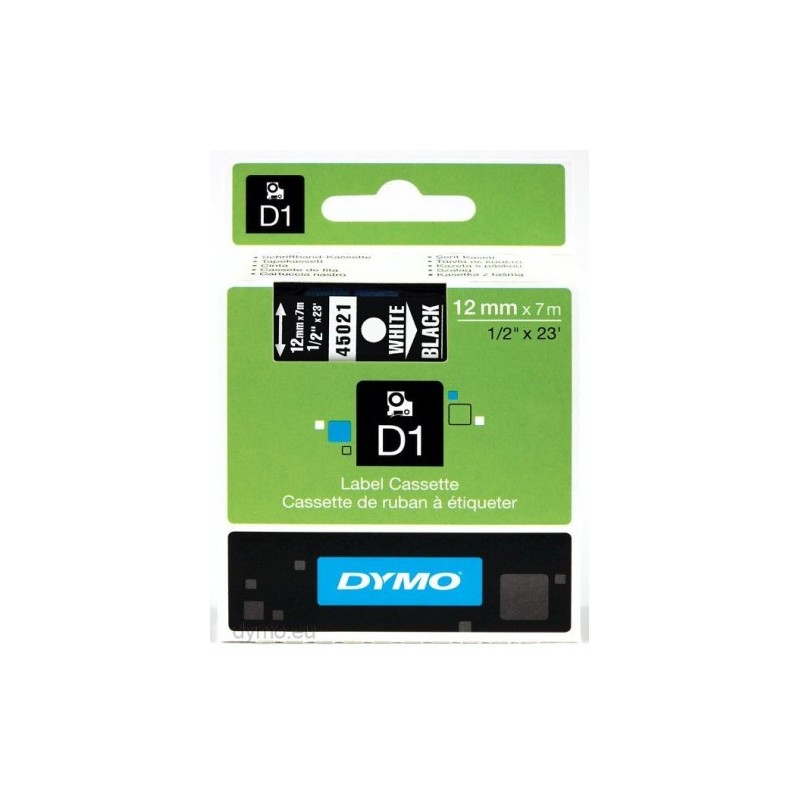 CINTA ROTULADORA D1 12MMX7M BLANCO NEGRO DYMO S0720610