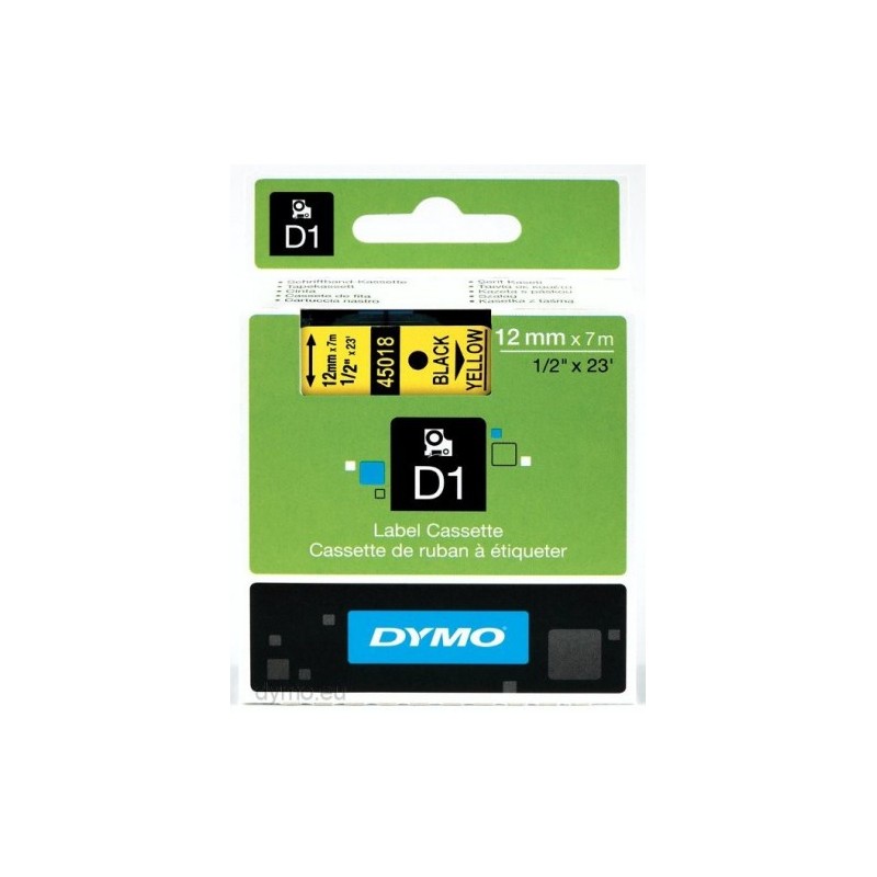 CINTA ROTULADORA D1 12MMX7M NEGRO AMARILLO DYMO S0720580