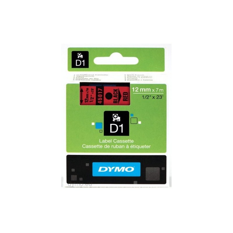 CINTA ROTULADORA D1 12MMX7M NEGRO ROJO DYMO S0720570