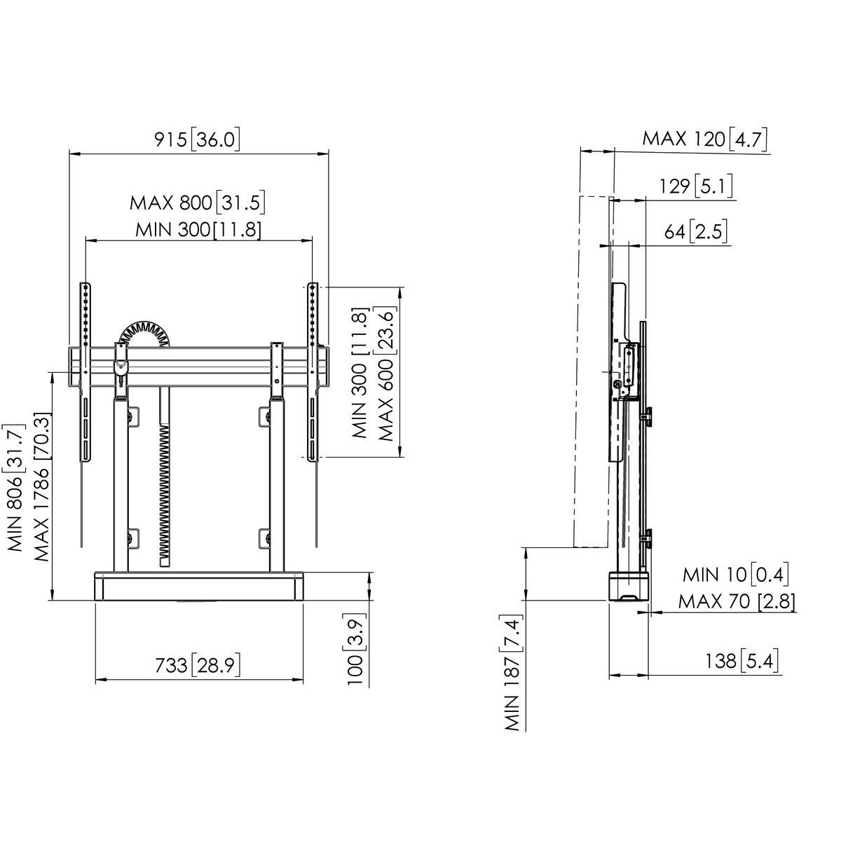 VOGELS RISE 2008 MOTORIZED DISPLAY LIFT FLOOR WALL 80 WHITE RISE2008 