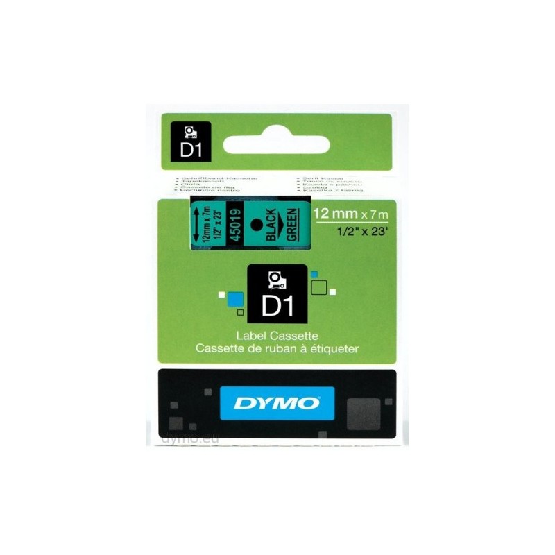 CINTA ROTULADORA D1 12MMX7M NEGRO VERDE DYMO S0720590