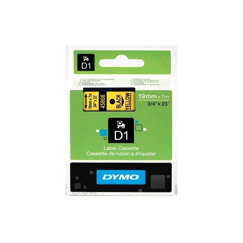 CINTA ROTULADORA D1 19MMX7M NEGRO AMARILLO DYMO S0720880