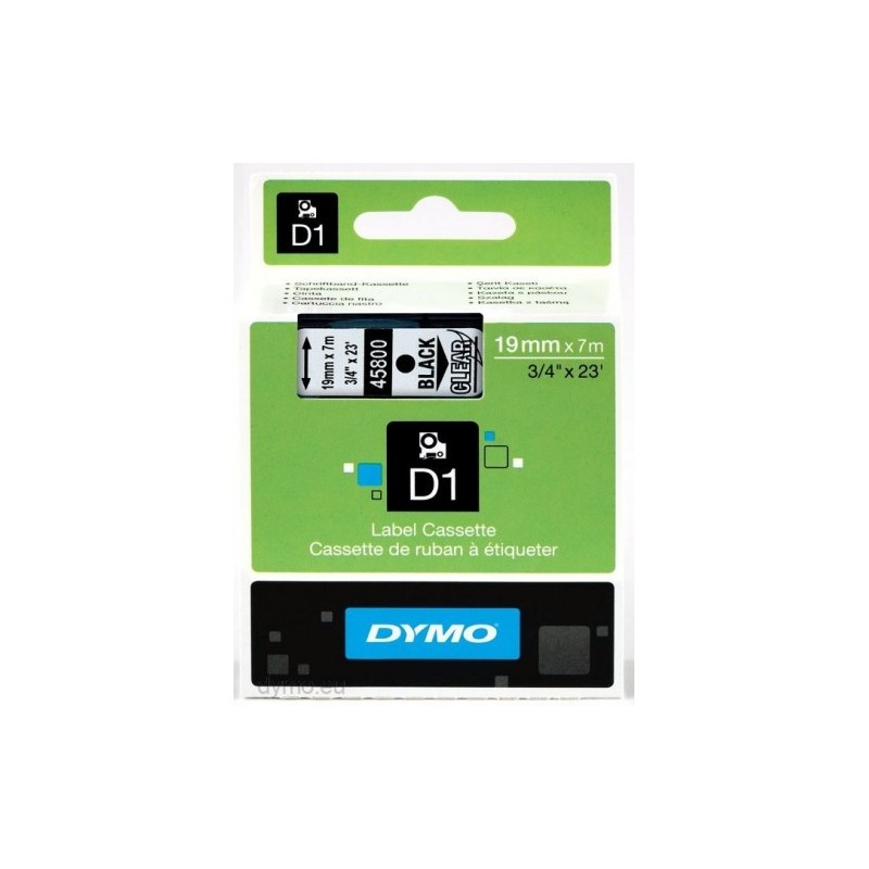 CINTA ROTULADORA D1 19MMX7M NEGRO TRANSPARENTE DYMO S0720820