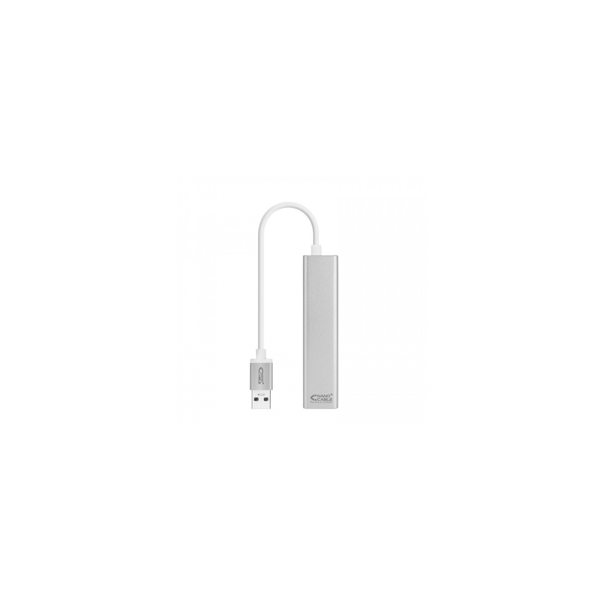 Nanocable Conversor USB 30 a Ethernet Gigabit 3xUSB 30 Plata 15 cm