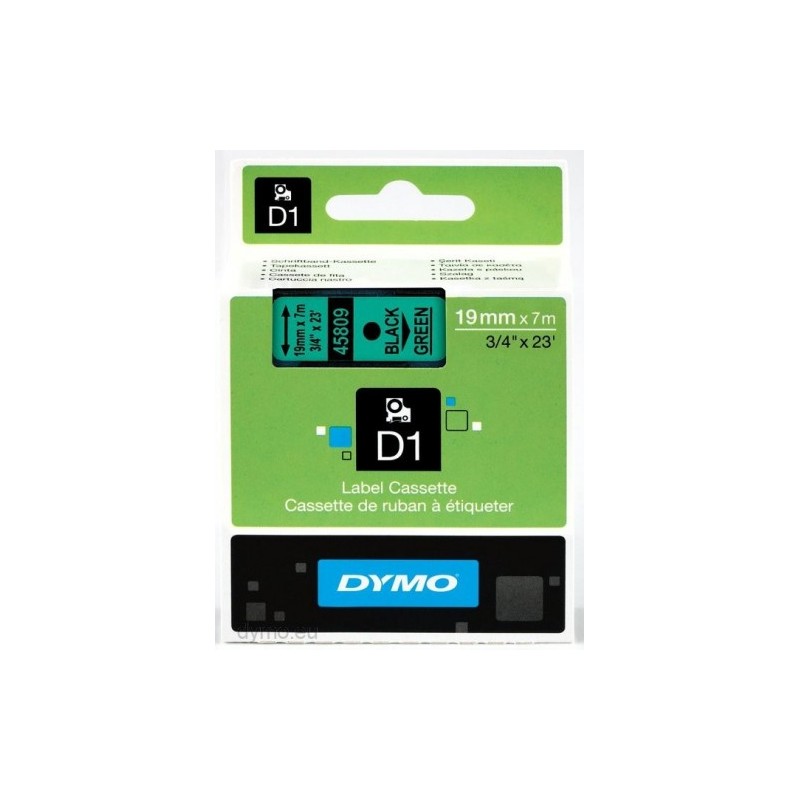 CINTA ROTULADORA D1 19MMX7M NEGRO VERDE DYMO S0720890