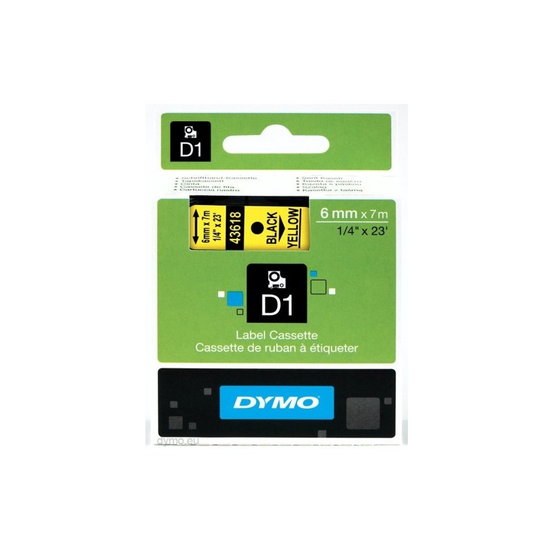 CINTA ROTULADORA D1 6MMX7M NEGRO AMARILLO DYMO S0720790