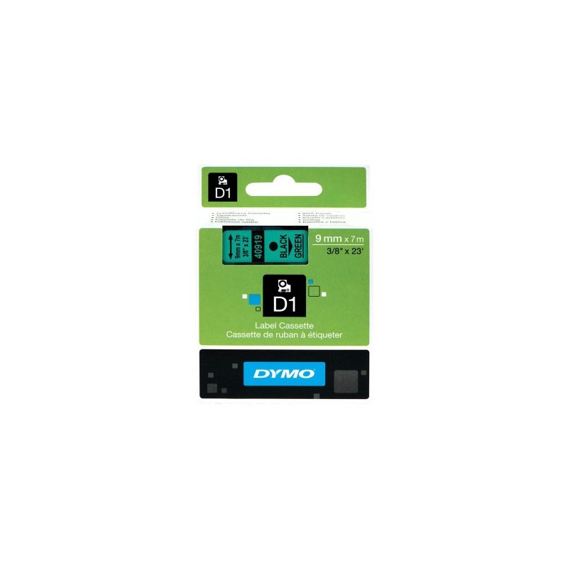 CINTA ROTULADORA D1 9MMX7M NEGRO VERDE DYMO S0720740