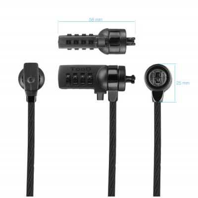 TooQ Cable de Seguridad con Combinacion para Portatiles 15 metros Gris Oscuro